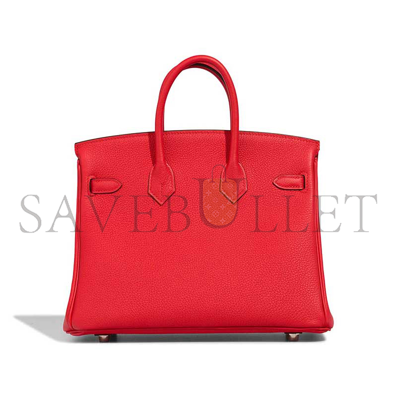 HERMES BIRKIN 25 TOGO ROUGE DE COEUR PALLADIUM HARDWARE (25*20*13cm)